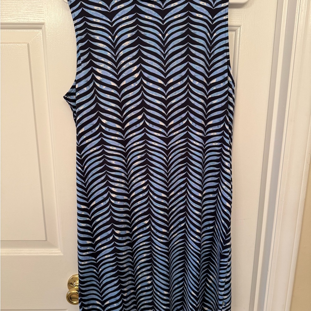 Banana Boat Blue and White Sleeveless Sheath Midi Dress
